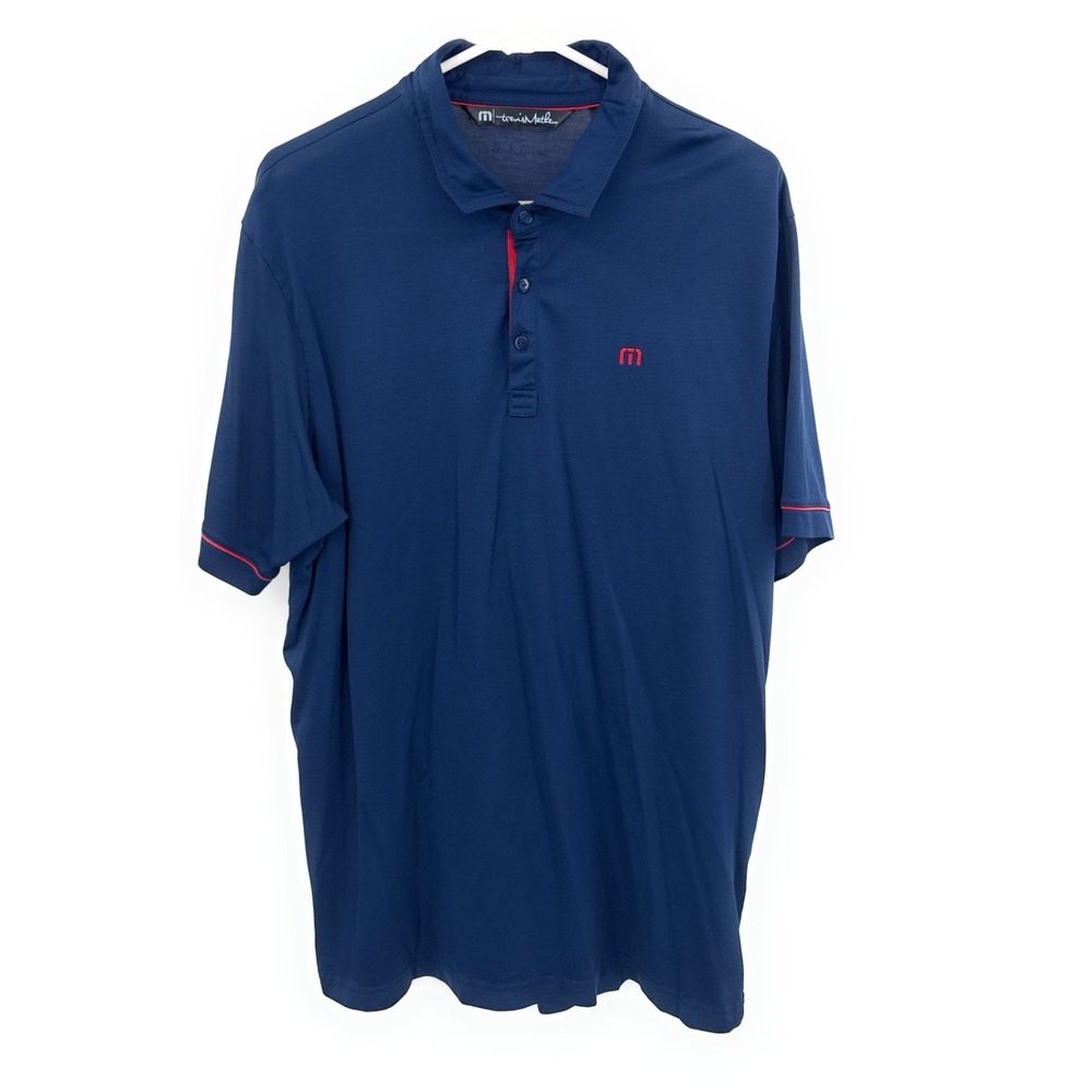 Travis‎ Mathew Polo Shirt Men's XL Golf Blue Lightweight Collared